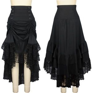 Victorian Gothic Steampunk Long Ruffle Skirt